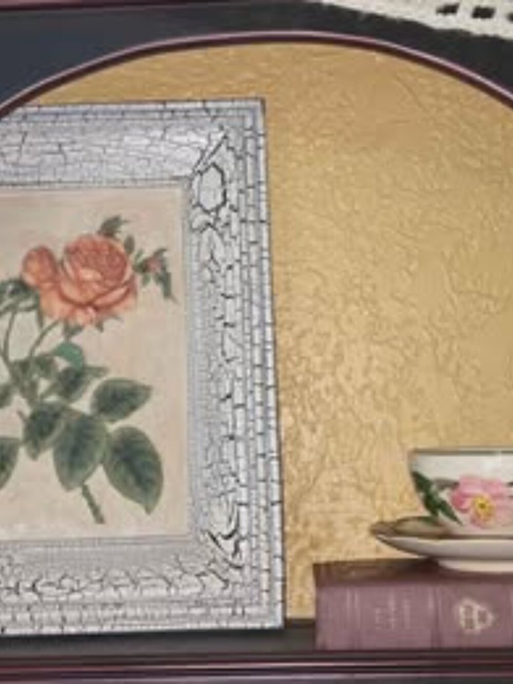 Vintage Plaster Wall Art Crackle Frame Cottagecore Decor Coquette Romantic
